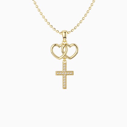Gold Love And Faith Cross Necklace