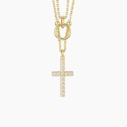 Gold Layered Circle Cross Necklace
