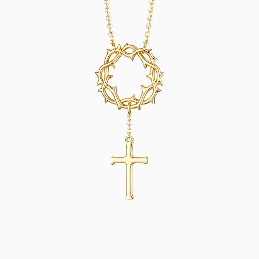 Crown of Thorns Cross Necklace