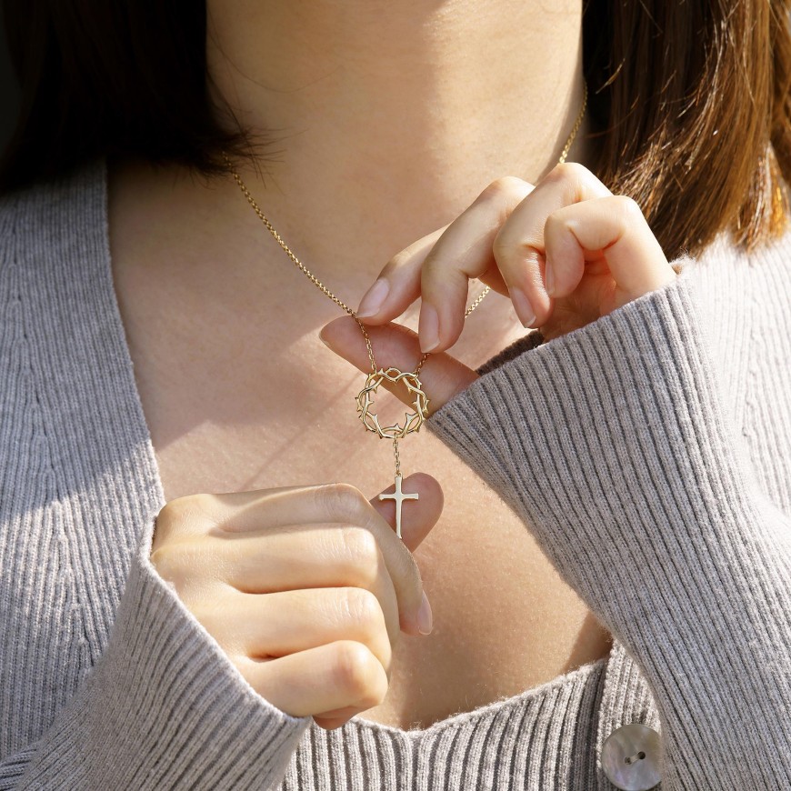 Crown of Thorns Cross Necklace