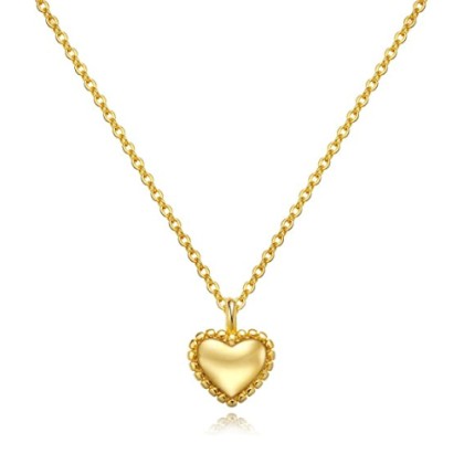 Beads Puffed Heart Pendant Necklace