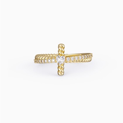 Cord Twist Crossover Ring