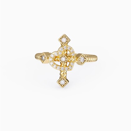 Heart Cross Cord Ring