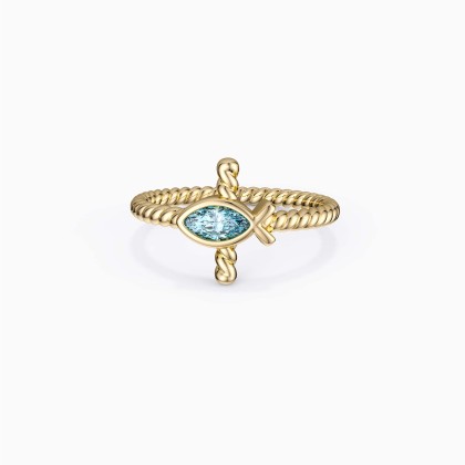 Jesus Fish Solitaire Ring