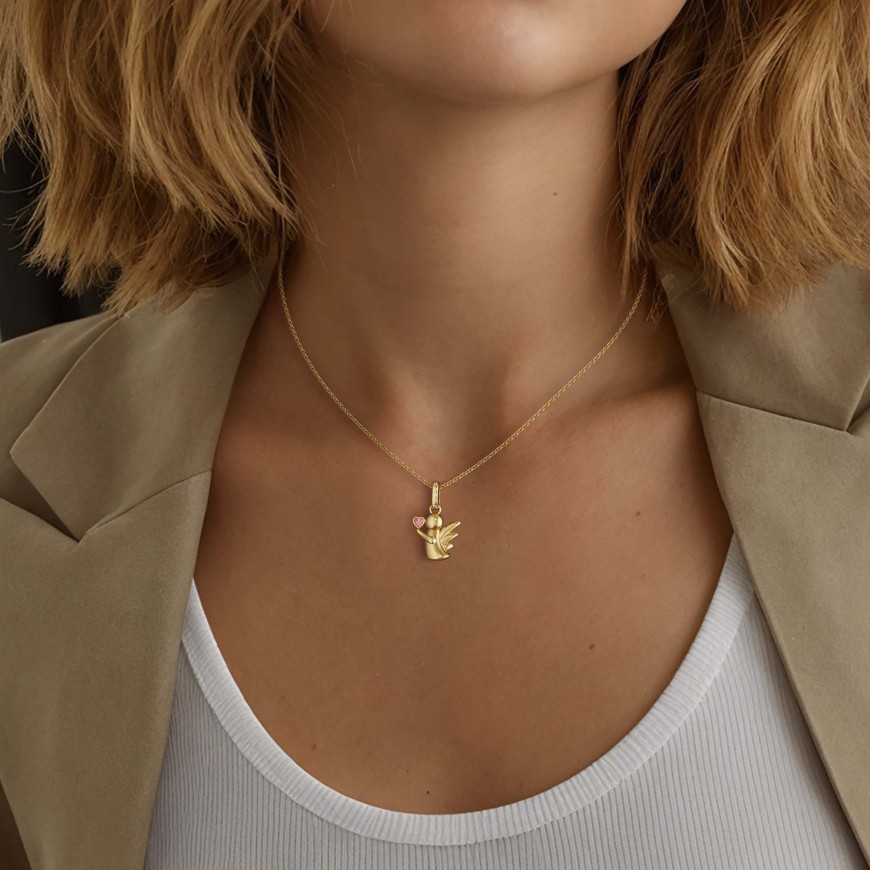 Angel with Pink Heart Love Charm Pendant