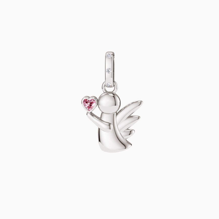 Angel with Pink Heart Love Charm Pendant