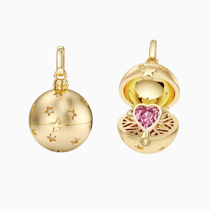 ‘You are My Treasure' Pink Heart Celestial Star Amulet Christmas Ball Locket Pendant