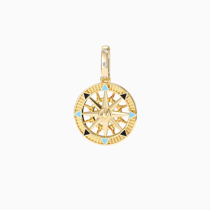 Compass Enamel Charm Medallion Pendant