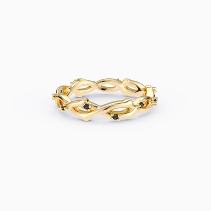 Chic Black Zircon Crown of Thorn Ring