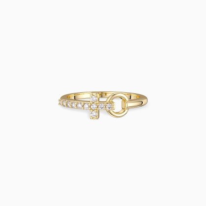 Customized Pray Cross And Circle Ring