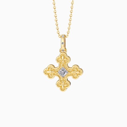 Byzantine Fleur De Lis Cross Pendant Necklace