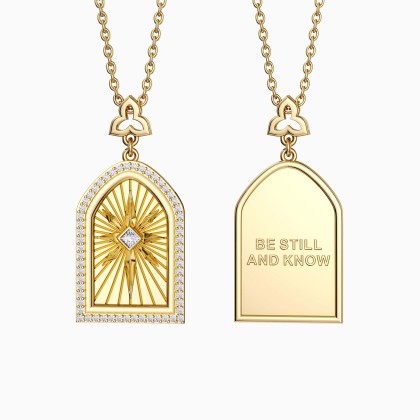 Be Still And Know Cross Medallion Pendant Engraved Necklace