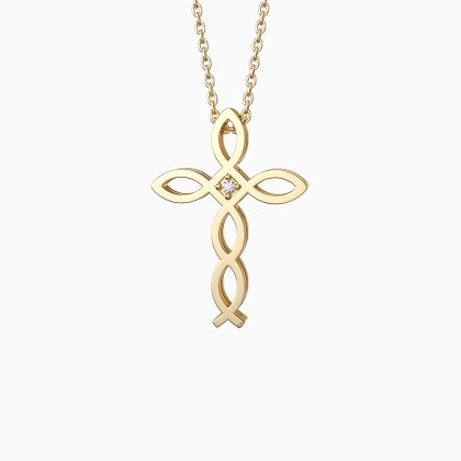Divine Harmony Ichthys Cross Faith Protection Pendant Necklace