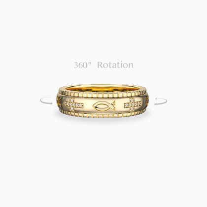 Cross Ichthys Meditations Spinner Fidget Ring For Anxiety Relief