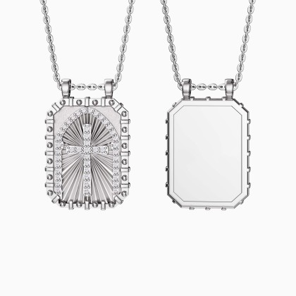 Personalized Cross Medallion Pendant Engraved Necklace