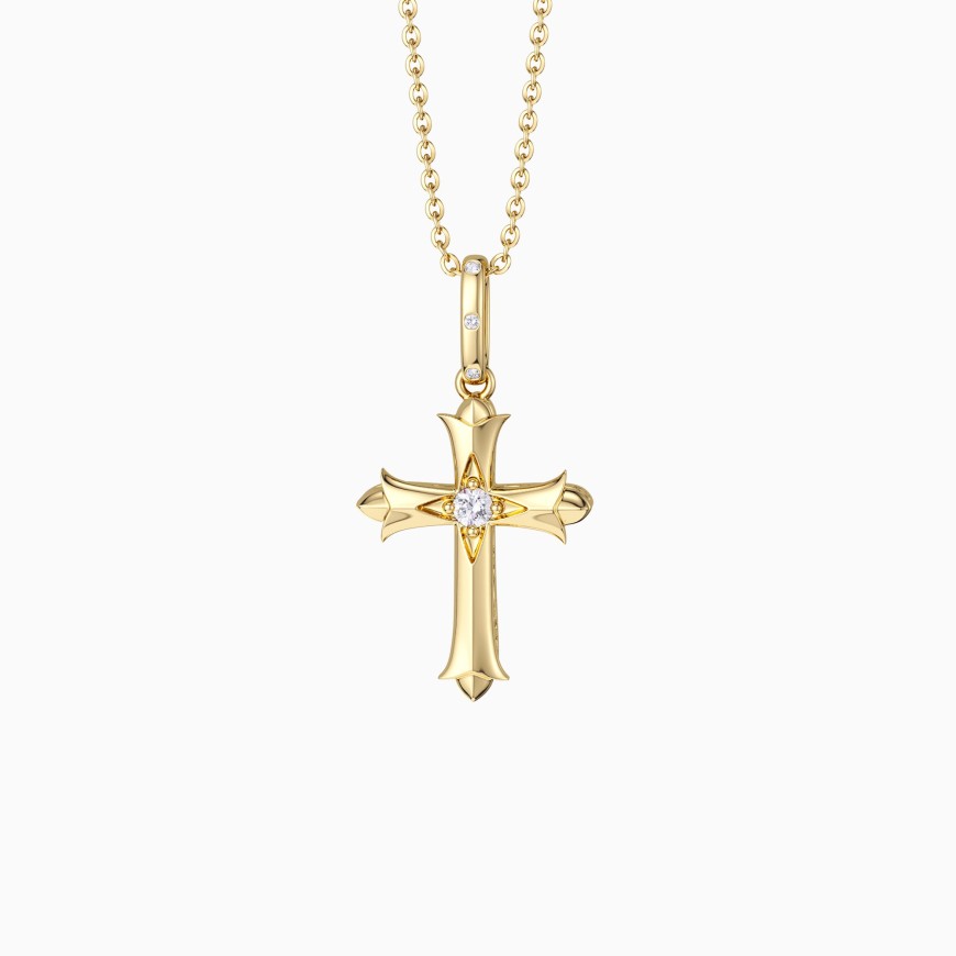 Fleur-de-Lis Ichthys Cross Pendant Necklace