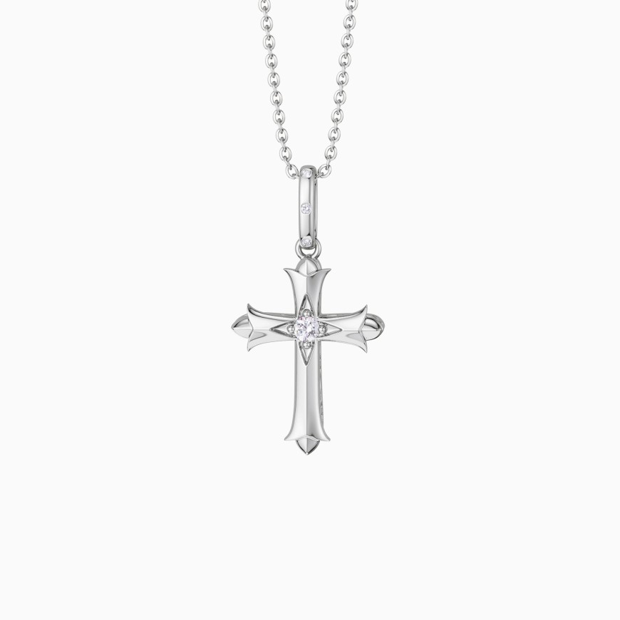 Fleur-de-Lis Ichthys Cross Pendant Necklace
