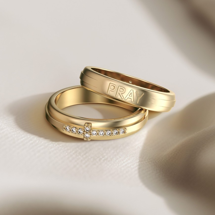 Customized Cross Pray Bands Ring