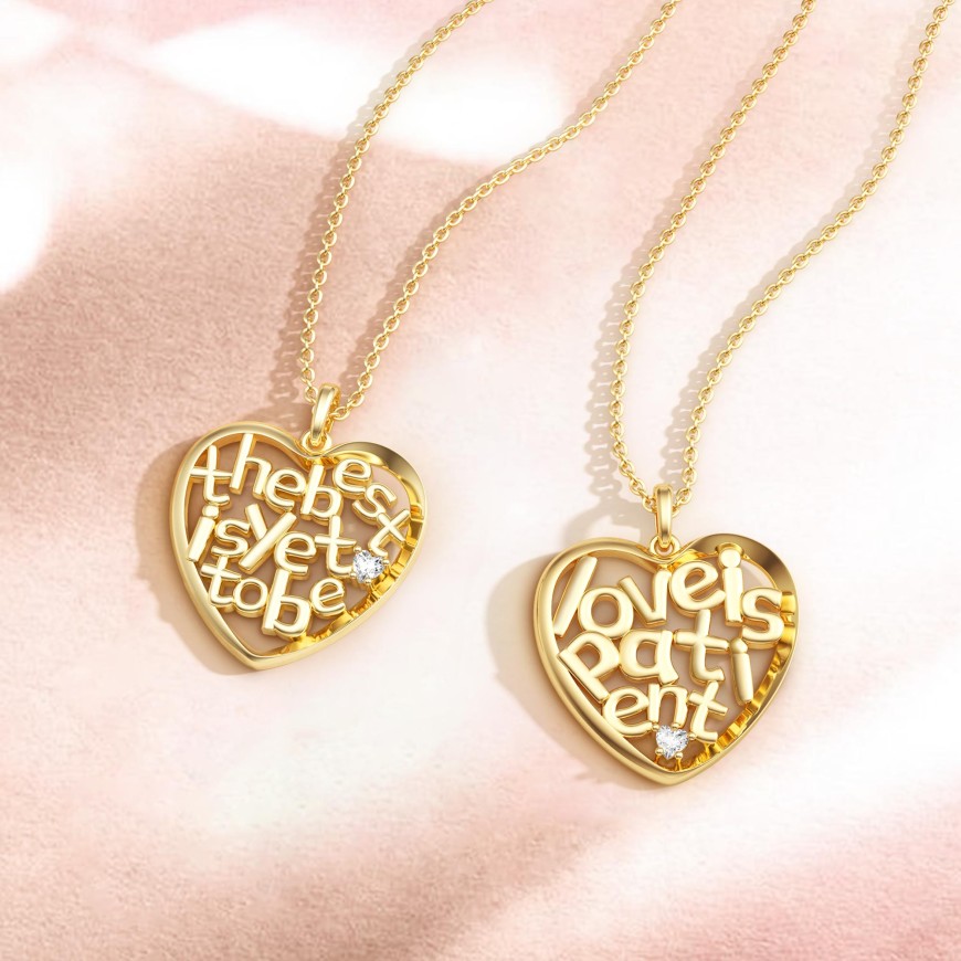 'Love Is Patient' Infinite Love Heart Pendant Necklace