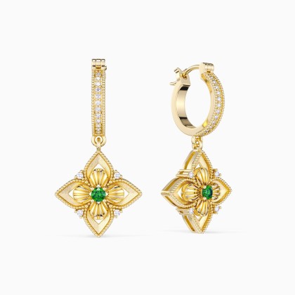 Lucky Radiance Clover Charm Milgrain Hoop Earrings