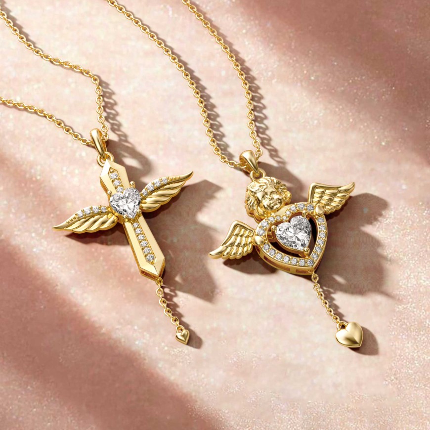 Cherub's Whisper Dancing Love Pendant Necklace