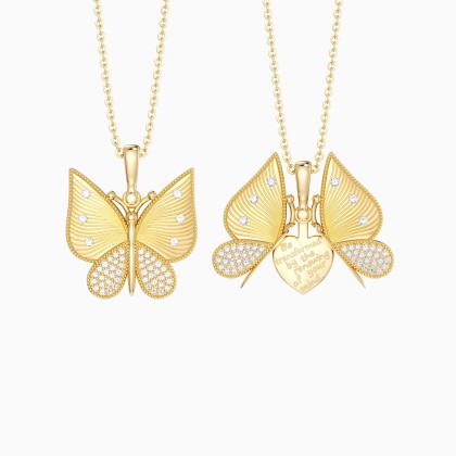 Metamorphosis Butterfly Engraved Necklace