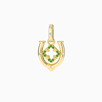 Horseshoe Four Leaf Clover Luck Charm Pendant