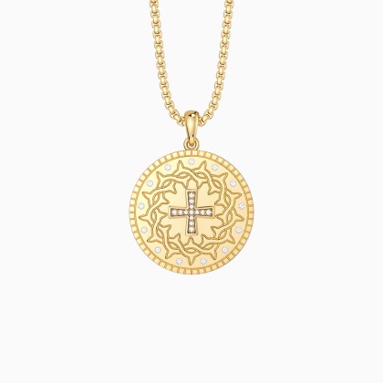 Cross Crown of Thorns Medallion Necklace