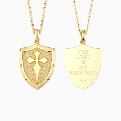 The Guardian Shield Cross Protection Pendant Medallion Necklace