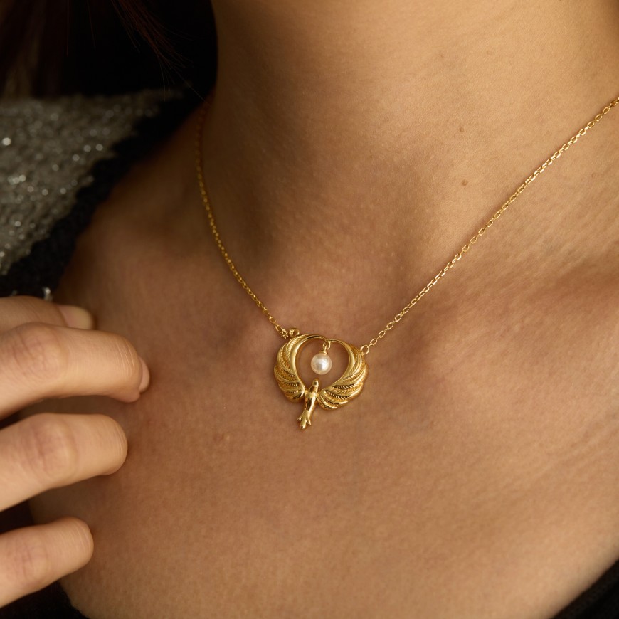 Maternal Love Dove Pearl Necklace