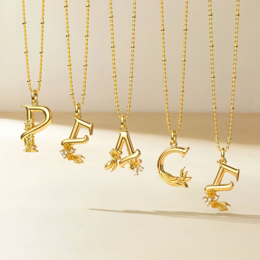 Almond Blossom Letter A Pendant Necklace
