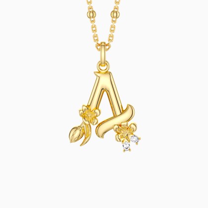 Almond Blossom Letter A Pendant Necklace