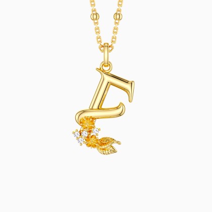 Elder Flower Blossom Letter E Pendant Necklace