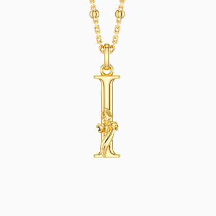 Iris Blossom Letter I Pendant Necklace