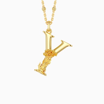 Yarrow Blossom Letter Y Pendant Necklace