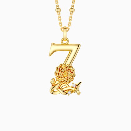 Zinnia Blossom Letter Z Pendant Necklace