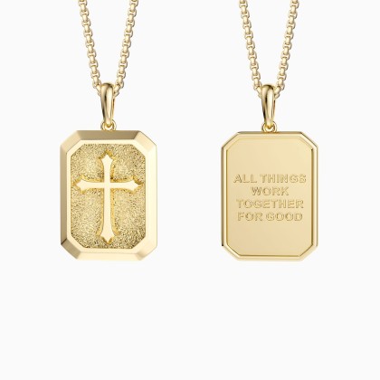 All Things Work Together For Good Cross Engraved Necklace