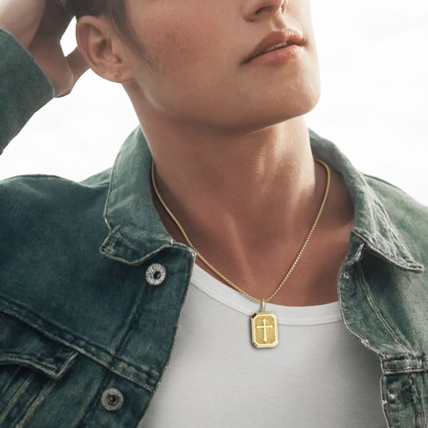All Things Work Together For Good Cross Engraved Necklace