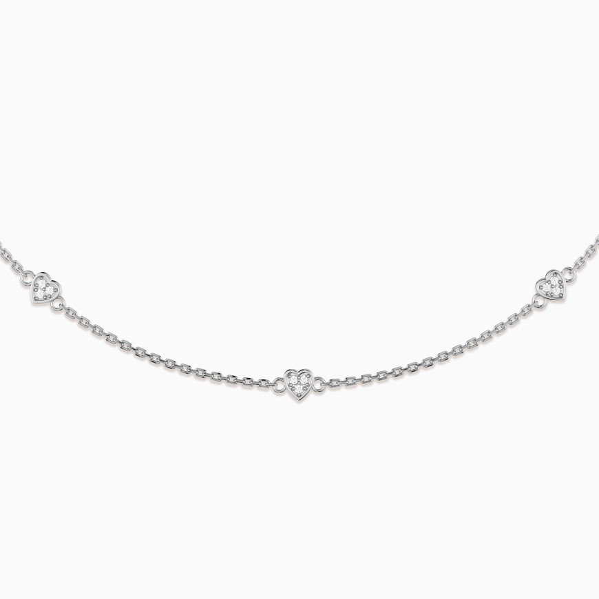 Pave Five Hearts Station Necklace