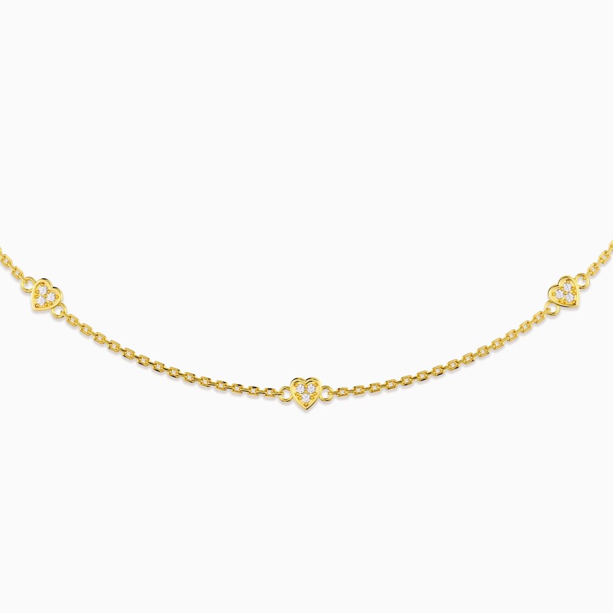 Pave Five Hearts Station Necklace