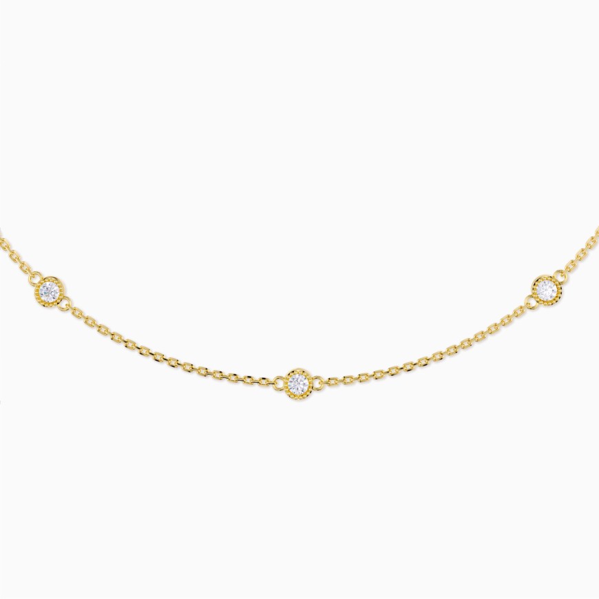 Beaded Bezel-Set Station Necklace