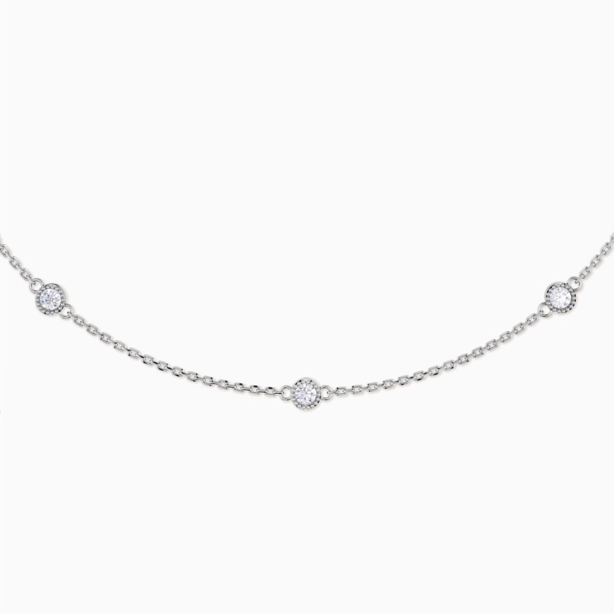Beaded Bezel-Set Station Necklace