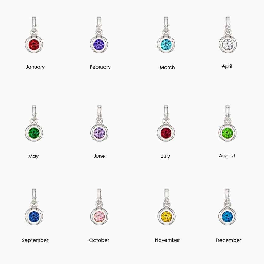 Bubble Knot Birthstone Charm Pendant