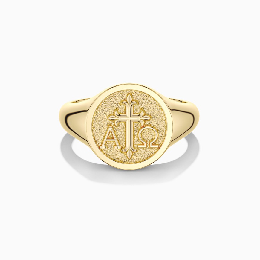 Personalized Alpha Omega Cross Signet Ring