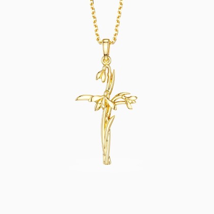 Floral Cross January Snowdrop Birth Flower Necklace