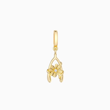 Wishbone Clover Charm Pendant