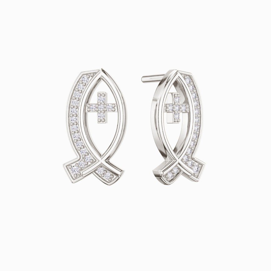 Anchor of Faith Ichthys Stud Earrings