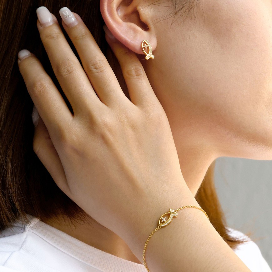 Anchor of Faith Ichthys Stud Earrings