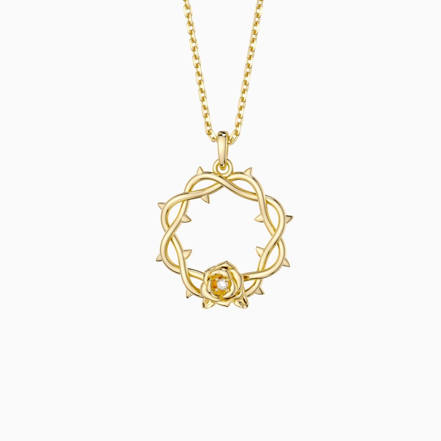 Crown of Thorns Rose Pendant Necklace