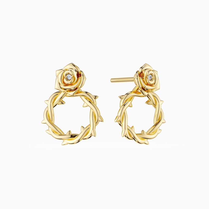 Crown of Thorns Rose Stud Earrings